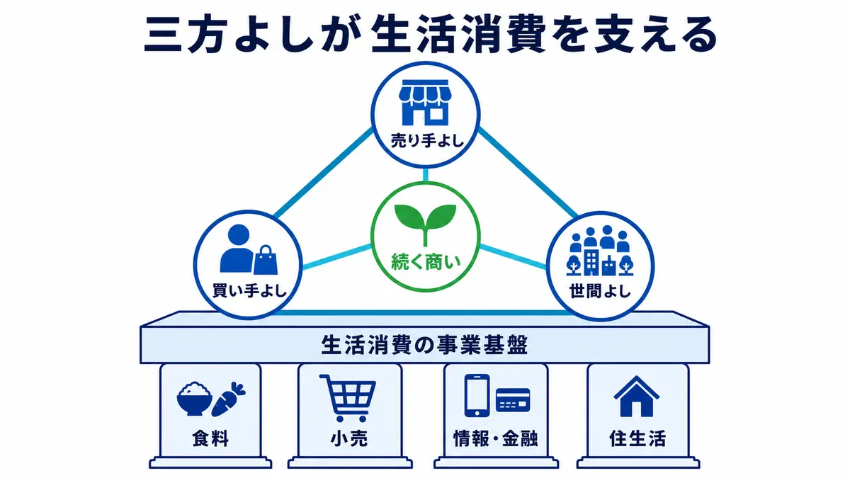 売り手、買い手、世間の三方よしが持続する商いと生活消費事業を支える関係